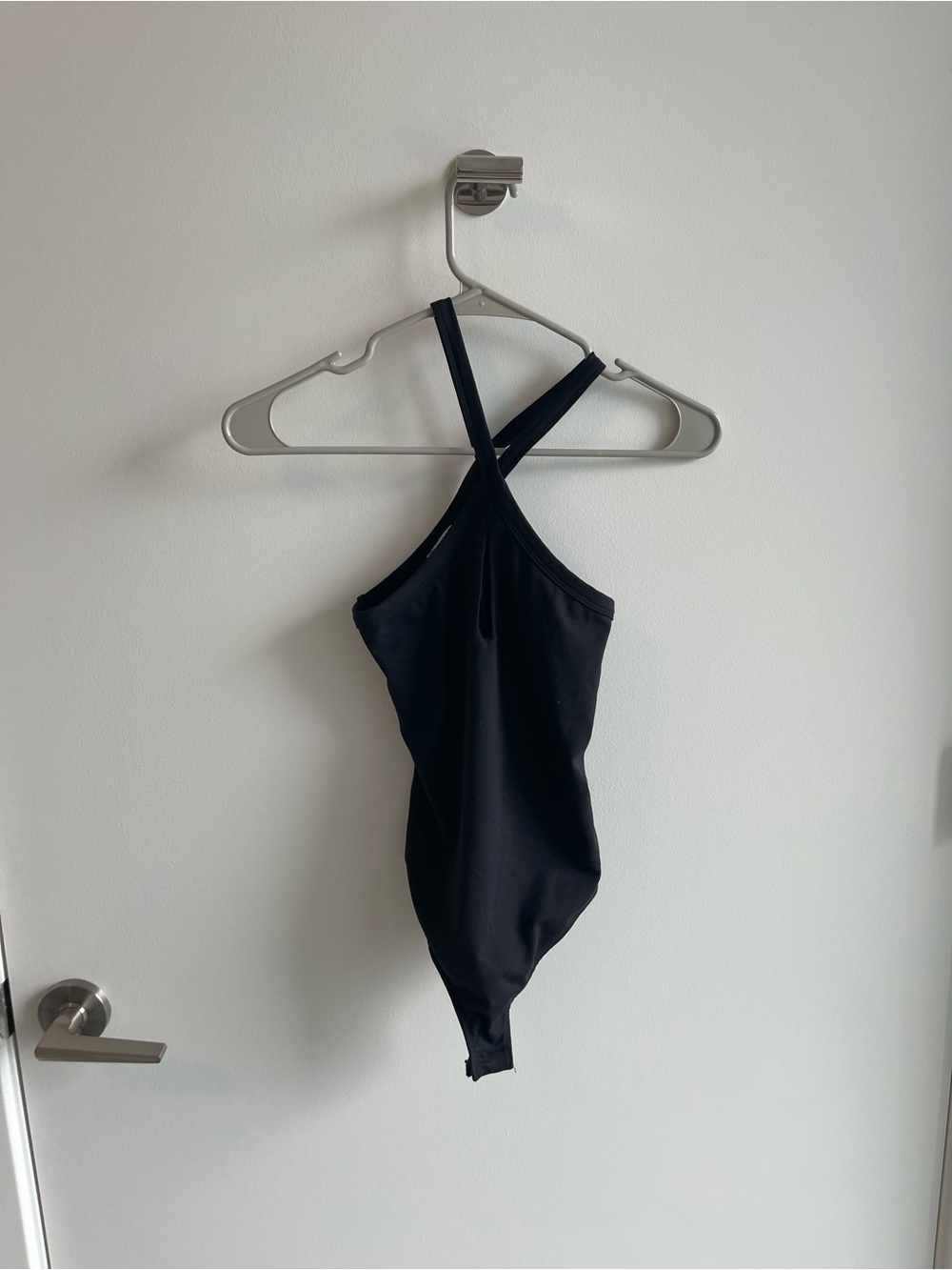 Free People Black Cross Bodysuit